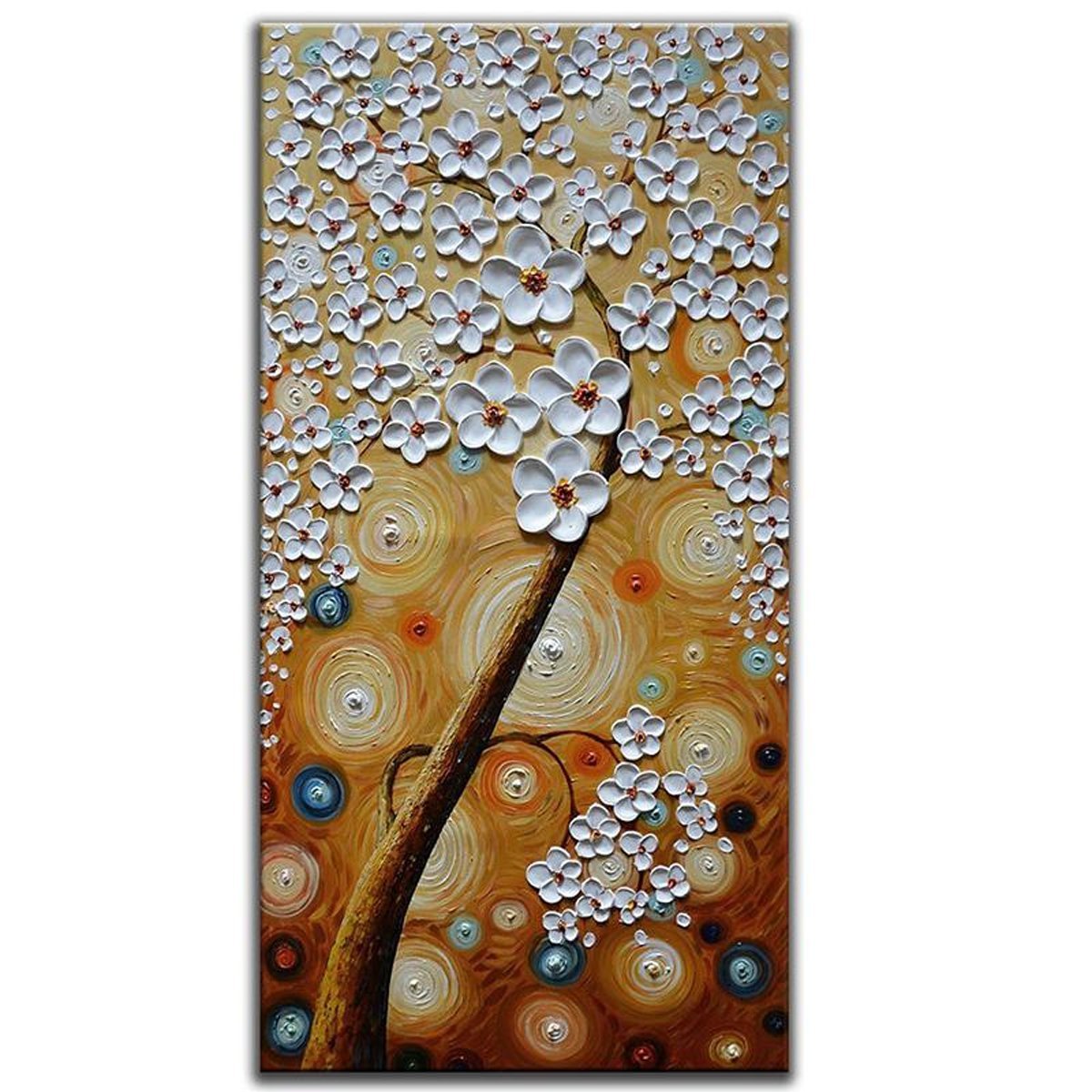 Quadro Pintura Tela brancas marrom noite estrelado 5547: 140cm (A) x 70cm (L) - 2