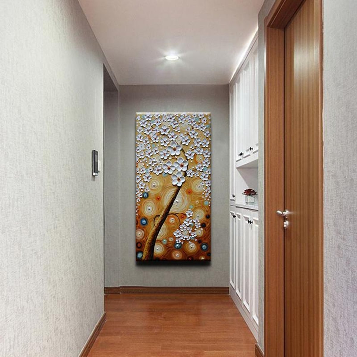 Quadro Pintura Tela brancas marrom noite estrelado 5547: 140cm (A) x 70cm (L) - 4