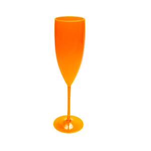 10 Taças De Champanhe Acrílico Solido Colorido 160Ml: Laranja