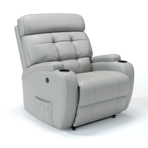 Poltrona do Papai Reclinável em Couro Bovino Cor Cinza Griggio Reclinação Elétrica - Modelo Florença