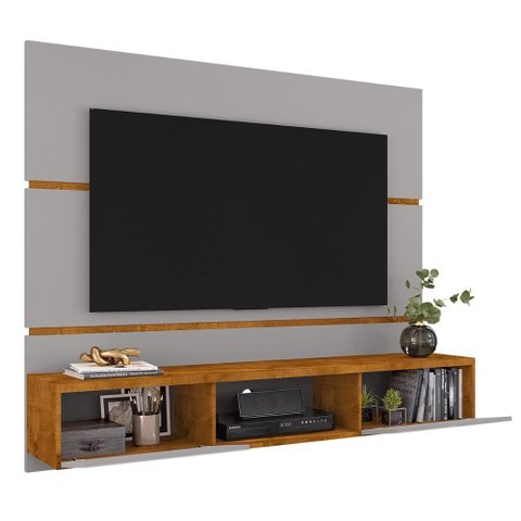 Painel Tv Ambar Sala 65 Pol. Off White/naturalle/ripado