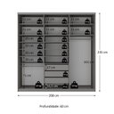 Ver imagem 3 de Guarda-Roupa Closet Casal 100% MDF BP 208cm com 1 Porta Espelho 3 Gavetas Sion Cinza