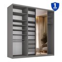 Ver imagem 4 de Guarda-Roupa Closet Casal 100% MDF BP 208cm com 1 Porta Espelho 3 Gavetas Sion Cinza