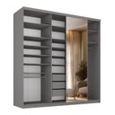 Ver imagem 2 de Guarda-Roupa Closet Casal 100% MDF BP 208cm com 1 Porta Espelho 3 Gavetas Sion Cinza