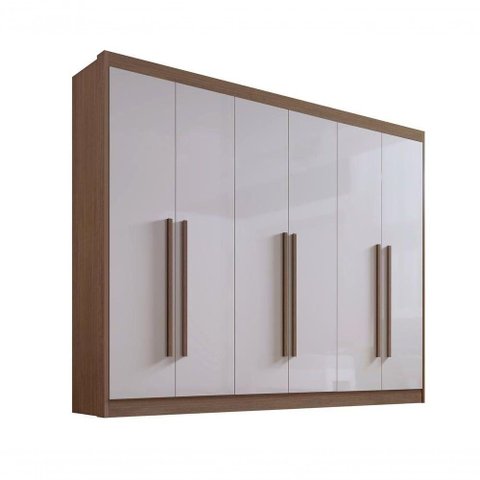 Guarda Roupa Casal 6 Portas 7 Gavetas com Pés Athos - D' Doro Castanho/Off White