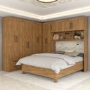 Ver imagem 1 de Guarda-roupa Casal Modulado com Cama Belgrado 11 Portas 6 Gavetas Cinamomo - Panorama Móveis