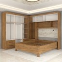 Ver imagem 5 de Guarda-roupa Casal Modulado com Cama Belgrado 11 Portas 6 Gavetas Cinamomo - Panorama Móveis
