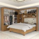 Ver imagem 2 de Guarda-roupa Casal Modulado com Cama Belgrado 11 Portas 6 Gavetas Cinamomo - Panorama Móveis