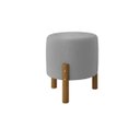 Ver imagem 1 de Kit 2 Banquinho Decorativo Cinza Multiuso Banqueta Redondo Puff Pés em Madeira