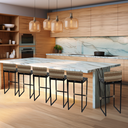 Ver imagem 6 de Kit 6 Banquetas Quadrada Junco Cappuccino para Balcão Ilha Cozinha Área Gourmet Bancada Piscina Bar