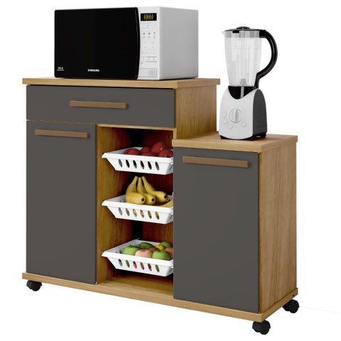 Armário de Cozinha com Fruteira Teresina Arte Móveis:cinamomo/grafite