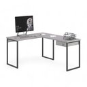 Ver imagem 2 de Mesa Home Office Escrivaninha L Shine Cinza com Gaveteiro