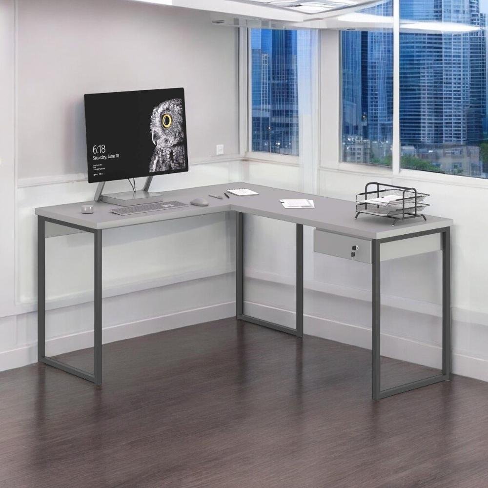 Mesa Home Office Escrivaninha L Shine Cinza com Gaveteiro é ruim? Mesa Home Office Escrivaninha L Shine Cinza com Gaveteiro é boa?