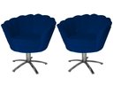 Ver imagem 1 de Kit 2 Poltronas Decorativa Pétala Base Giratória Metal Suede Azul Marinho Ms Decor