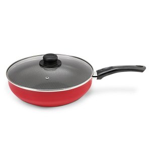 Frigideira 24cm Wok de Alumínio Antiaderente com Tampa Paprika