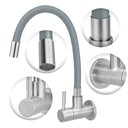 Ver imagem 2 de Torneira de Cozinha Inox Parede Flexível Gourmet Cinza/gray