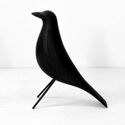 Pássaro M Decorativo - 17,4 Cm Altura -Toque 3D: Preto - 2