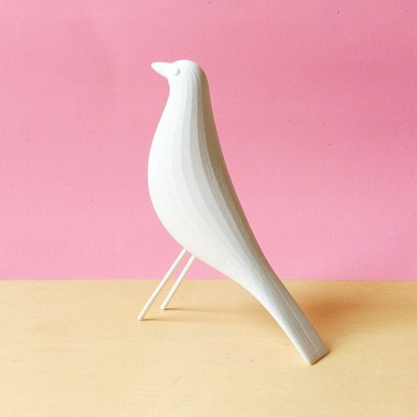 Pássaro P Decorativo - 11,6 Cm Altura -Toque 3D: Branco - 2