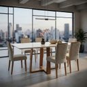 Ver imagem 1 de Conjunto Mesa 6 Cadeiras Hamburgo com Pegador Plus – Mesa de Jantar Moderna para Sala e Cozinha:Velu