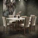 Ver imagem 4 de Conjunto Mesa 6 Cadeiras Hamburgo com Pegador Plus – Mesa de Jantar Moderna para Sala e Cozinha:Velu