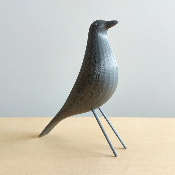 Pássaro P Decorativo - 11,6 Cm Altura -Toque 3D: Cinza