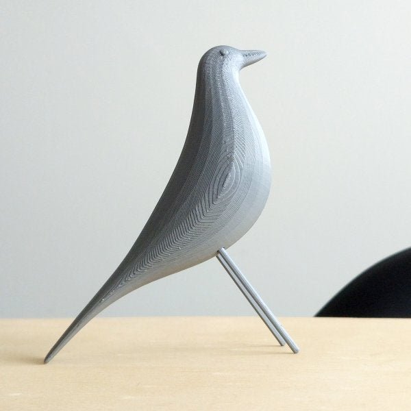 Pássaro P Decorativo - 11,6 Cm Altura -Toque 3D: Cinza - 2