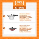 Ver imagem 2 de KIT - Panela de pressão inox 4,5l Brava + Panela Wok Alumínio Loreto 28cm Vermelha - Tramontina