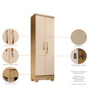 Ver imagem 3 de Kit Guarda Roupa Casal 6 Portas 2 Gavetas com Espelho Comoda 5 Gavetas e Multiuso Carvalho Off White