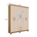 Ver imagem 5 de Kit Guarda Roupa Casal 6 Portas 2 Gavetas com Espelho Comoda 5 Gavetas e Multiuso Carvalho Off White