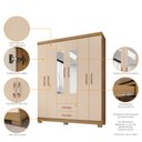 Ver imagem 2 de Kit Guarda Roupa Casal 6 Portas 2 Gavetas com Espelho Comoda 5 Gavetas e Multiuso Carvalho Off White
