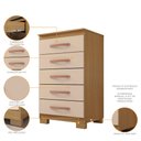 Ver imagem 4 de Kit Guarda Roupa Casal 6 Portas 2 Gavetas com Espelho Comoda 5 Gavetas e Multiuso Carvalho Off White