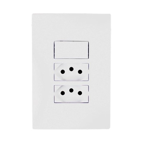 Kit 10 Interruptor 1 Tecla Simples e 2 Tomadas Bco. 10a - I9
