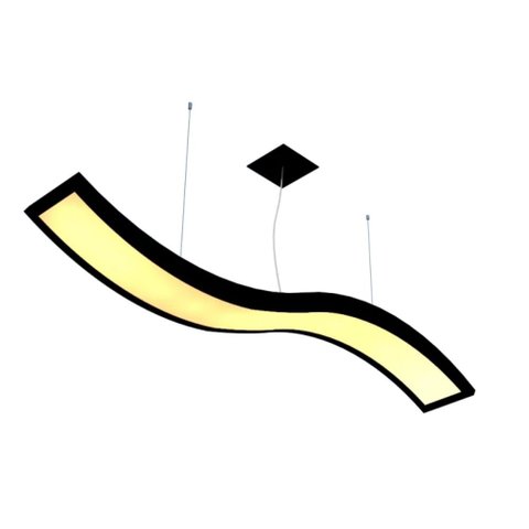 Lustre Pendente Retangular Onda LED 24w 2700k 160cm Madeira - Preto