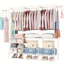 Ver imagem 4 de Guarda-roupa Portátil Arara Multifuncional Desmontável 3 Colunas