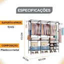 Ver imagem 2 de Guarda-roupa Portátil Arara Multifuncional Desmontável 3 Colunas