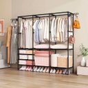 Ver imagem 5 de Guarda-roupa Portátil Arara Multifuncional Desmontável 3 Colunas