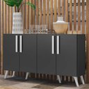 Ver imagem 7 de Aparador Buffet 4 Portas Retrô Viena V3606 Preto/Branco Preto/Branco
