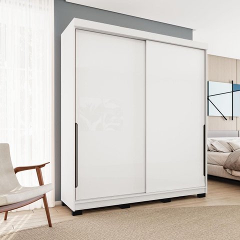 Roupeiro Solteiro Madri 2 Portas 2 Gavetas 177x213cm Branco 250703