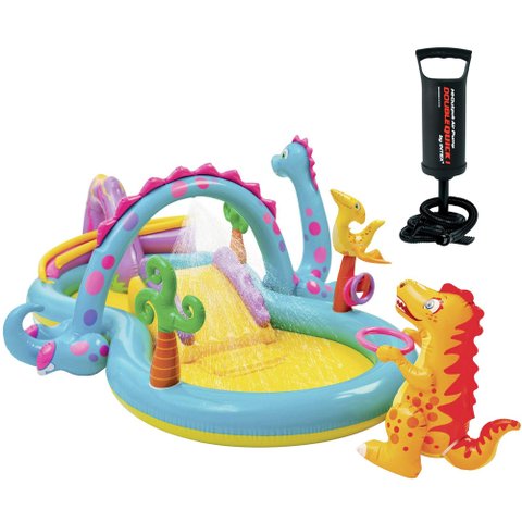 Piscina Inflável Infantil 290 Litros Mundo Dos Dinossauros Intex com Bomba de Ar Manual