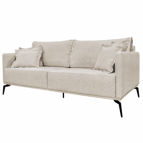 Sofá Decorativo 2 Lugares 160cm Pés em Aço Stagno Linho Off White Rústico - Gran Belo