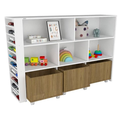 Organizador Infantil Natanael Baús e Porta Carrinho MDF Woodcore