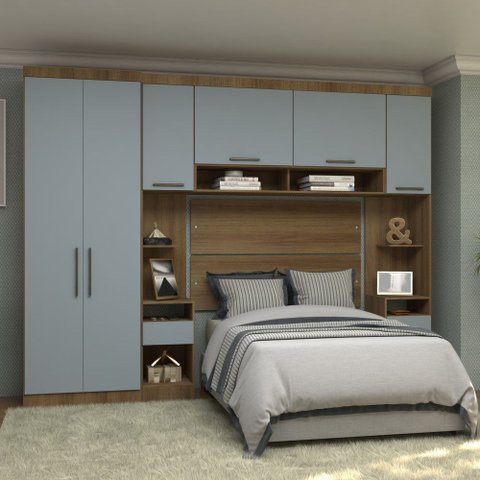 Guarda Roupa Dormitório Modulado Paris Casal 1,38 M - Roupeiro Luciane M05:azul