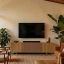 Ver imagem 1 de Rack para TV até 75 Polegadas 210x51cm Portas Ripadas Aruá CabeCasa MadeiraOriginals Marrom Jatobá