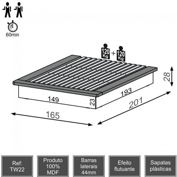 Cama de Casal Baixa sem Cabeceira Dalla Costa - 3