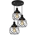 Ver imagem 1 de Lustre Pendente Triplo Esfera Aramado Preto 15cm