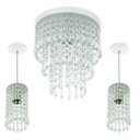 Ver imagem 1 de Kit 2 Pendentes Clearcrillic + Lustre Manucrillic Branco