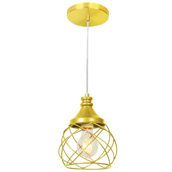 Lustre Pendente Esfera Aramado Dourado 15cm - 1