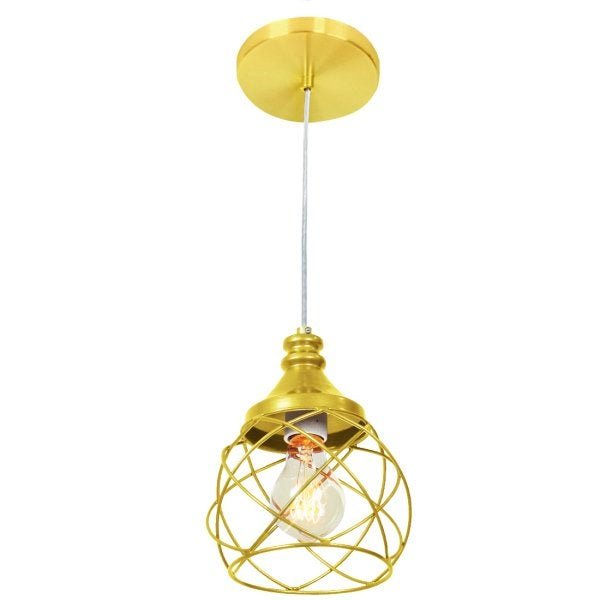 Lustre Pendente Esfera Aramado Dourado 15cm - 2