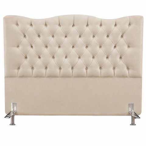 Cabeceira Espanha Queen Estofada em Suede Capitonê 160 cm:Bege