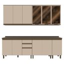 Ver imagem 1 de Cozinha Modulada Connect 7 Peças Aéreo 3 Portas Duna/cristal com Vidro - Móveis Henn Duna/cristal